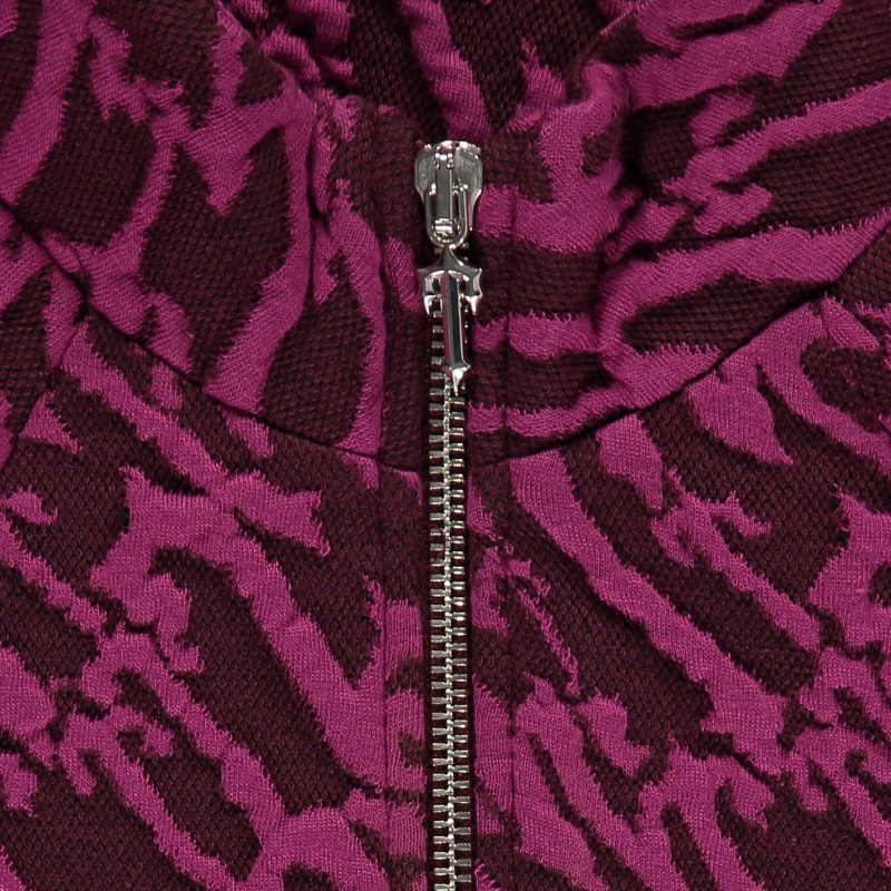 Trapstar Jacquard Fitted Zip Crop Top Burgundy Pink | XQEST-9042
