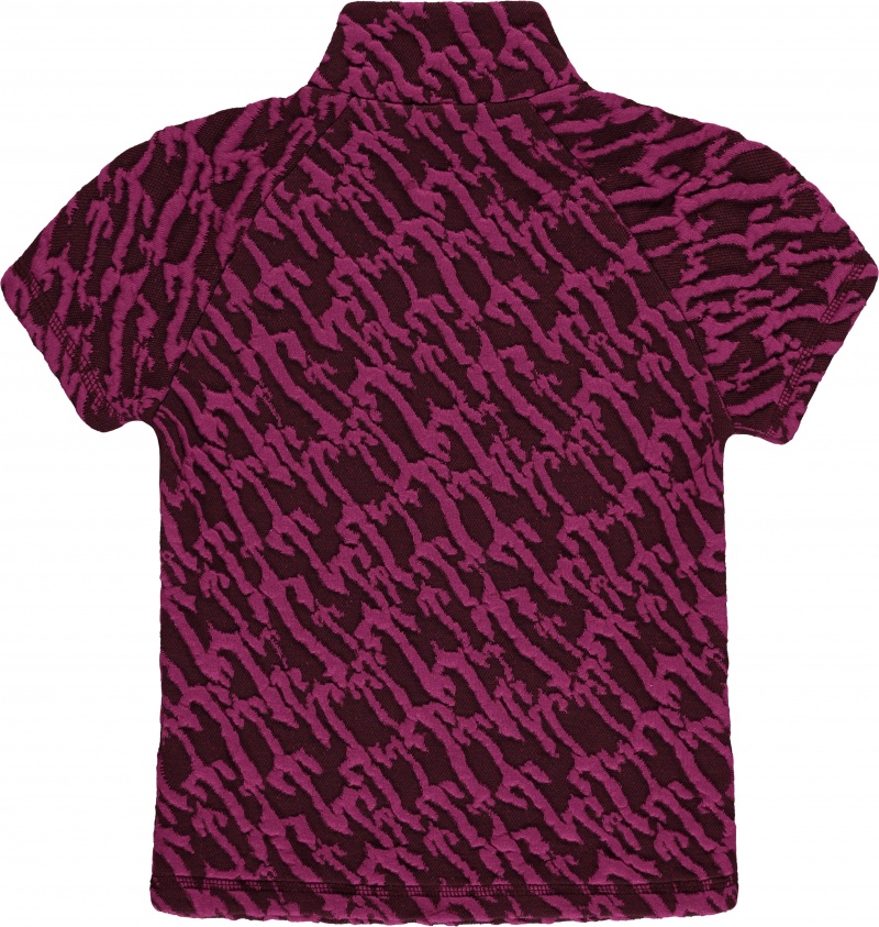 Trapstar Jacquard Fitted Zip Crop Top Burgundy Pink | XQEST-9042